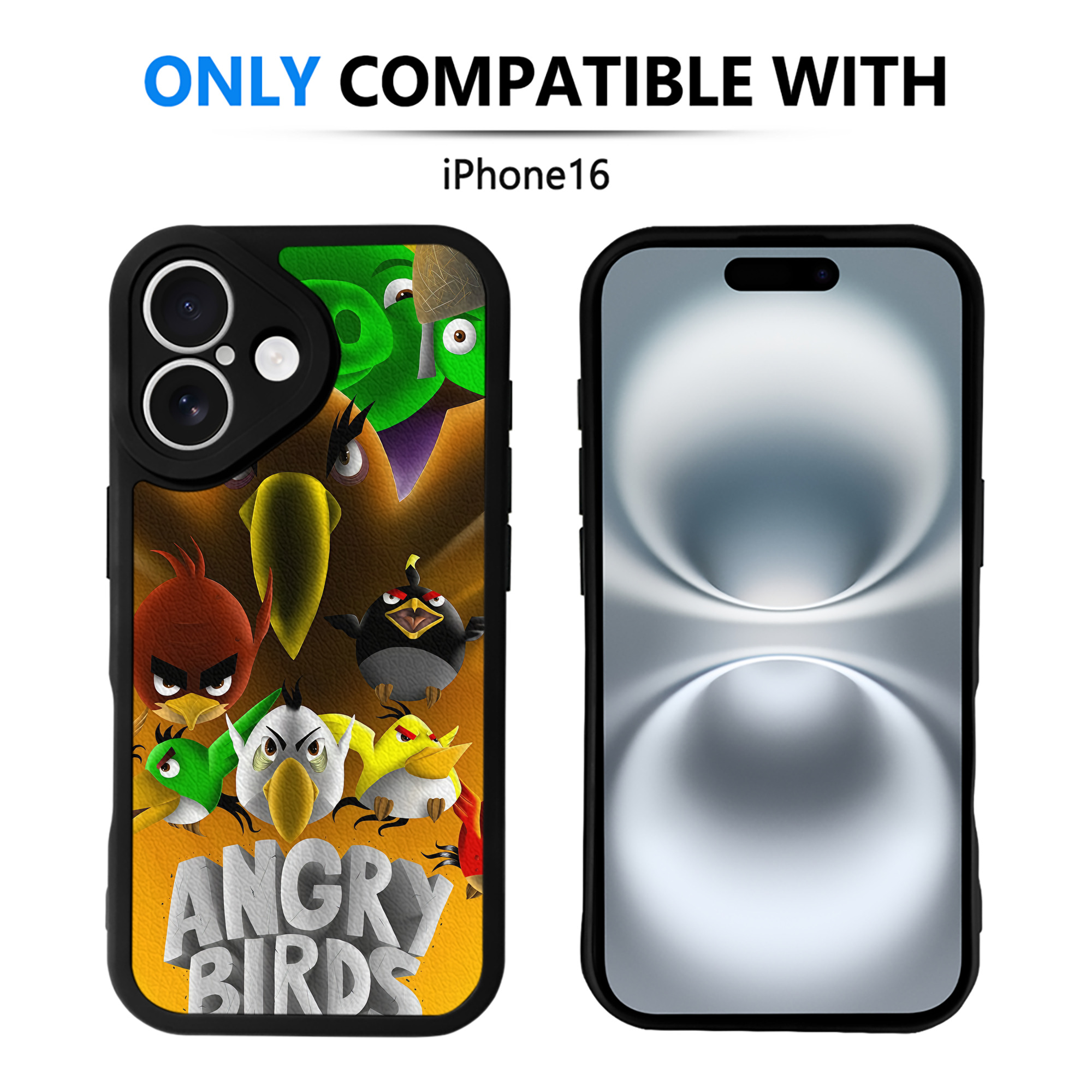 （画像用） Angry Birds アングリーバード 【iPhone 16シリーズ対応】シリコンスマホケース（レザー調） 材質：シリコン